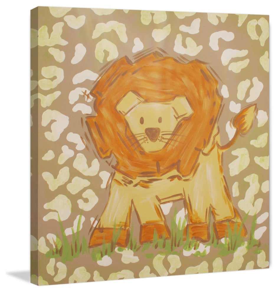 Marmont Hill, "Tan Lion" by Reesa Qualia Painting Print on Wrapped Canvas, 48x48