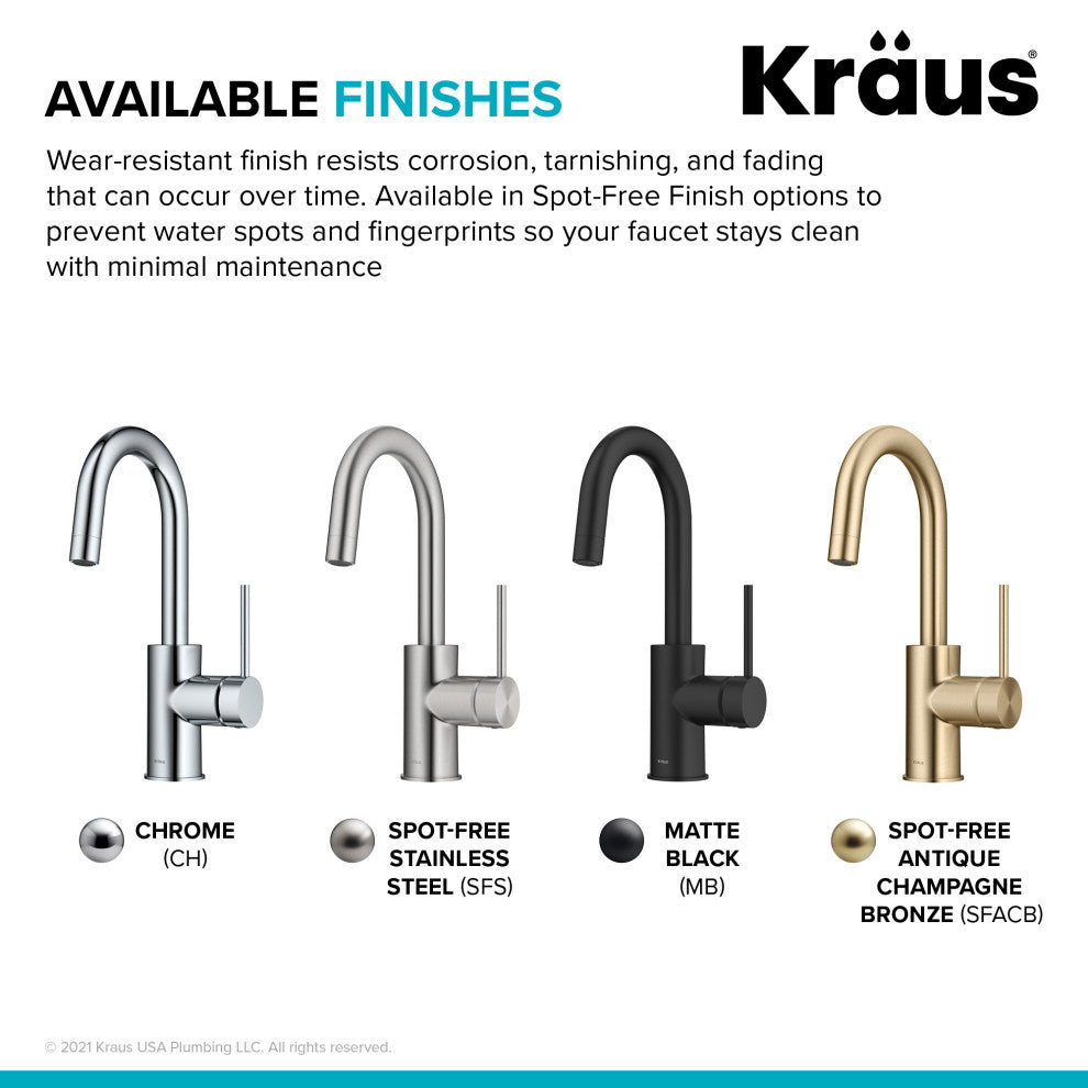 Oletto 1-Hole Kitchen Bar Faucet, Spot Free Bronze