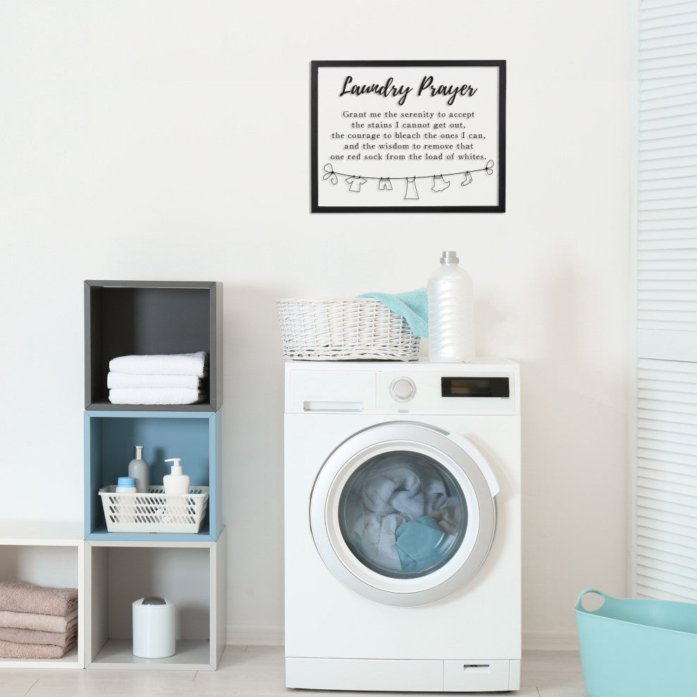 HomeRoots Black And White Laundry Prayer Wall Art