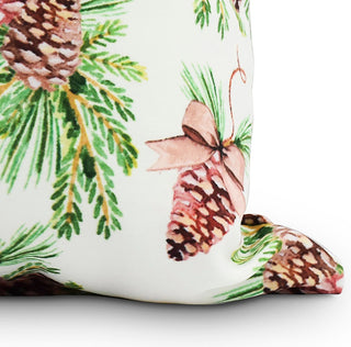 Greenery 20" Off White Holiday Print Decorative Throw Pillow