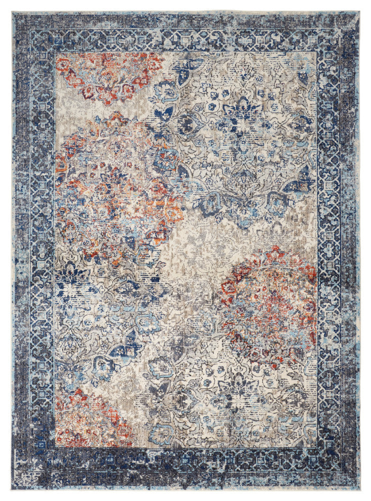 Weave & Wander Bellini Rug, Blue/Rust/Gray, 9ft-2in x 12ft-4in Rug