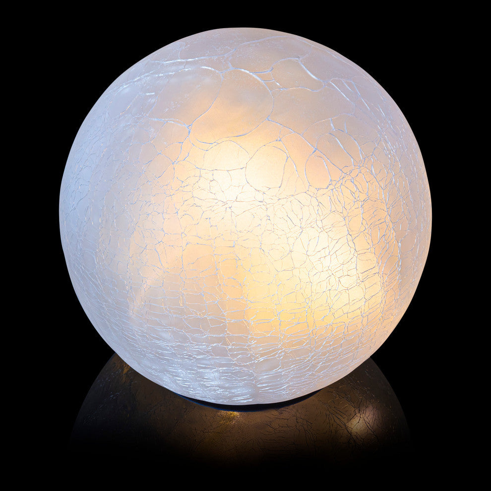 Cream Textured Glass Gazing Globe with LED Lights