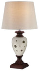 Table Lamp, Ceramic Body and Off-White Fabric
