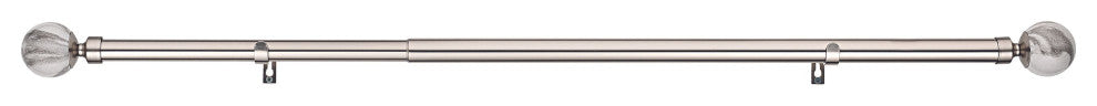 Linen Avenue Grey Marble Single Curtain Rod Set,66 to 120-Inch,Polished Nickel