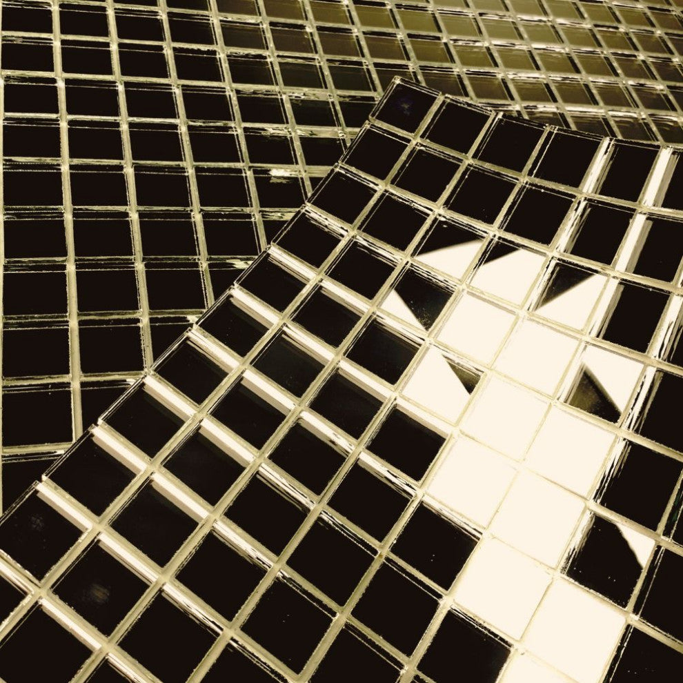 Reflections Gold Mirror 1x1 Glass Square Mosaic Tile-Self Adhesive