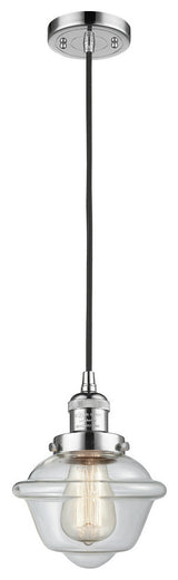 Small Oxford 1-Light LED Pendant, Polished Chrome, Glass: Clear