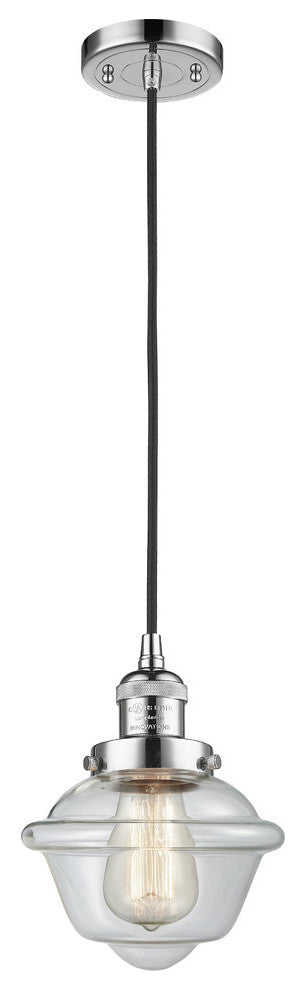 Small Oxford 1-Light LED Pendant, Polished Chrome, Glass: Clear