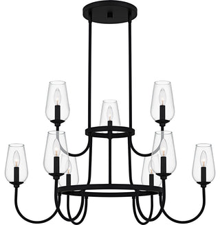 Viscount Nine Light Chandelier in Matte Black