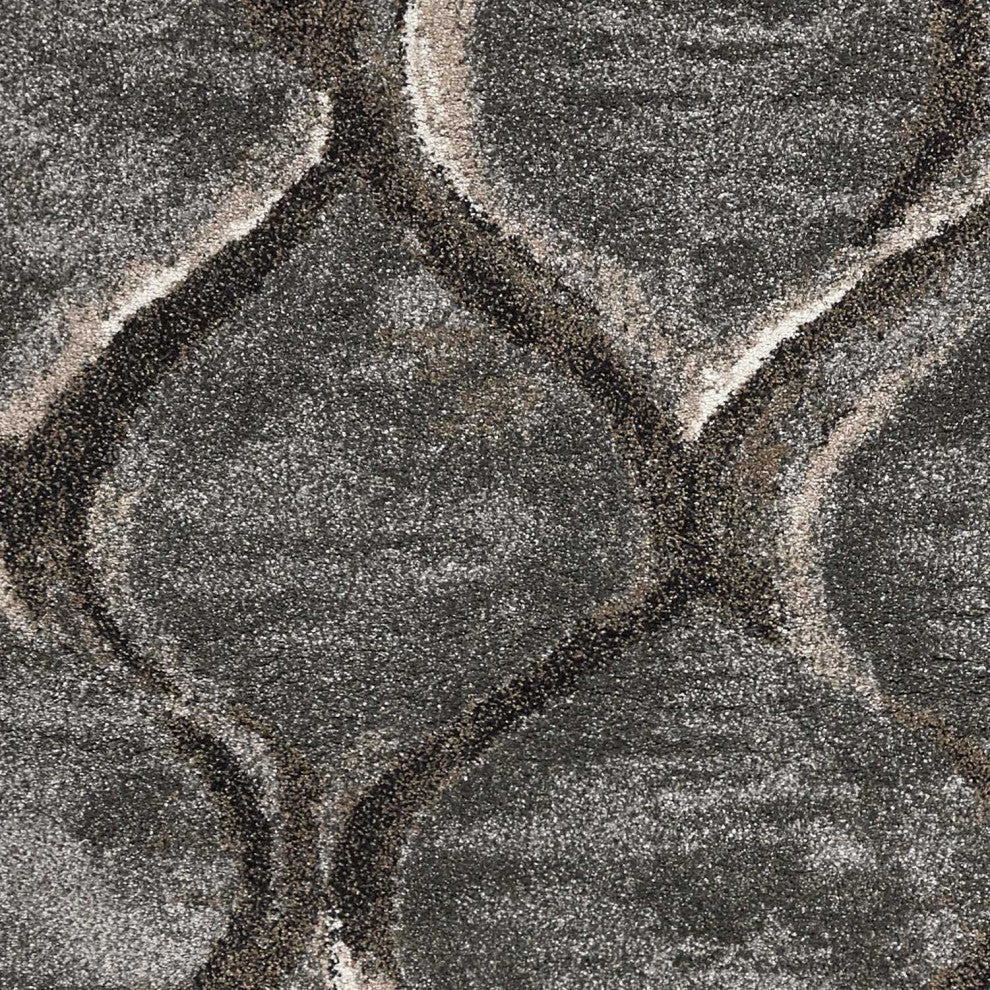 HomeRoots 5'x8' Charcoal Grey Machine Woven Ogee Indoor Area Rug