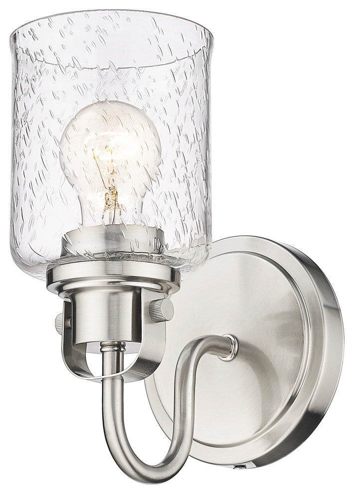 Zlite 340-1S-BN 1-Light Wall Sconce, Clear Seeded