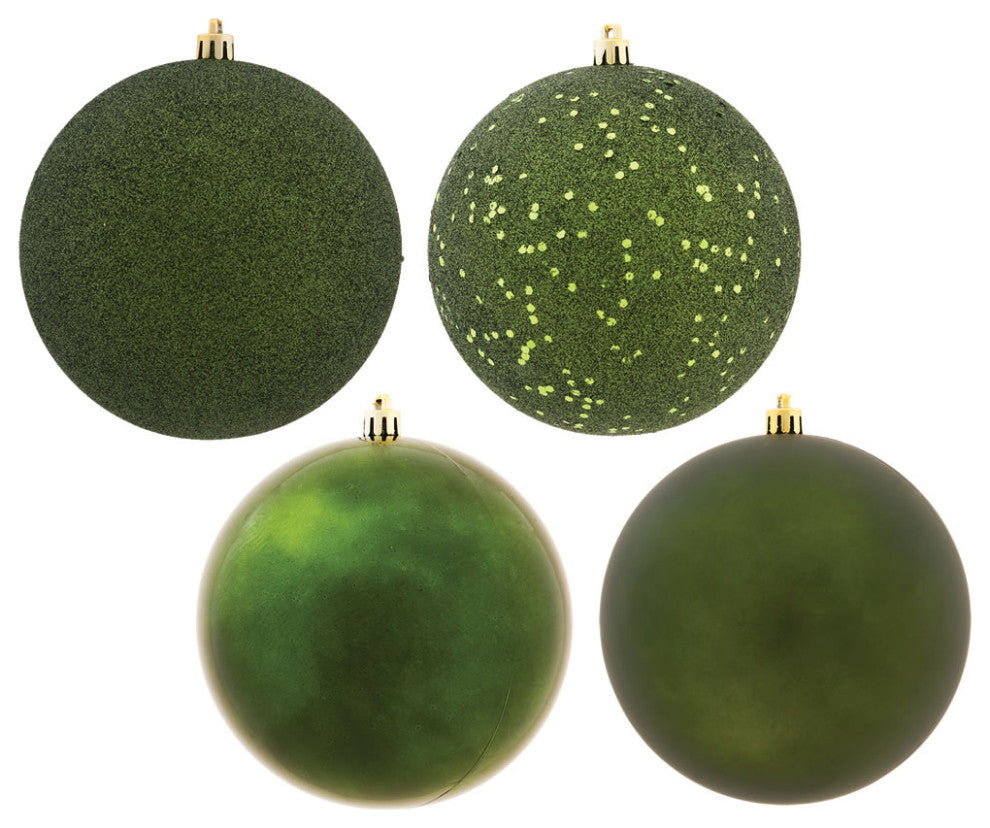 Vickerman 2.4" Moss Green 4-Finish Ball Ornament Assortment, 60 per Box