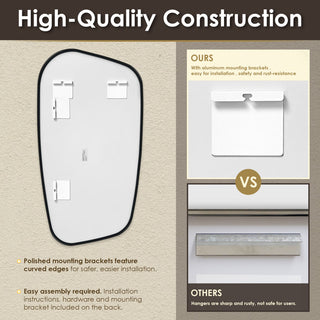 Blinc Novelty Framed Bathroom Wall Mirror, Matte Black, 26"