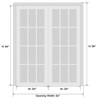 Interior Solid Double Doors 60x84 in| Ego 5010 Painted White Oak |Panel Frame
