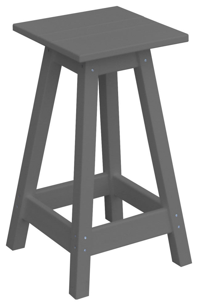 Poly Lumber Bar Stool, Dark Gray, Counter Height, Square