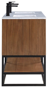 Terra Bathroom Vanity, Walnut/Matte Black With Carrara Marble, 60"