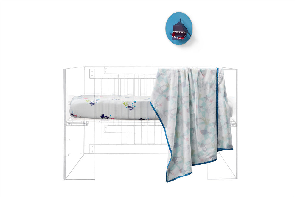 Nursery Works Oceanography Organic Cotton Percale Sheet Sea Animals