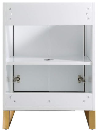 Opulence Bath Vanity, White Matte, 24", Satin Brass Hardware, Black Marble Top