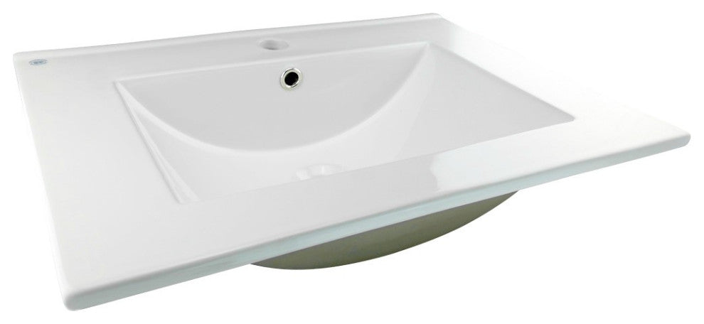 Square Bathroom Drop-in Sink Self-Rimming 24" White Porcelain Set of 2