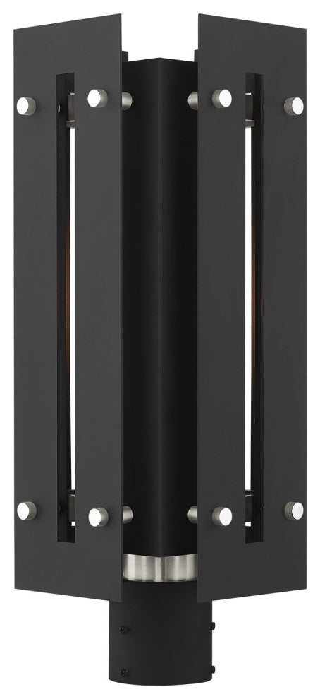 Livex Utrecht 1 Light Black/Brushed Nickel Large Outdoor Post Top Lantern