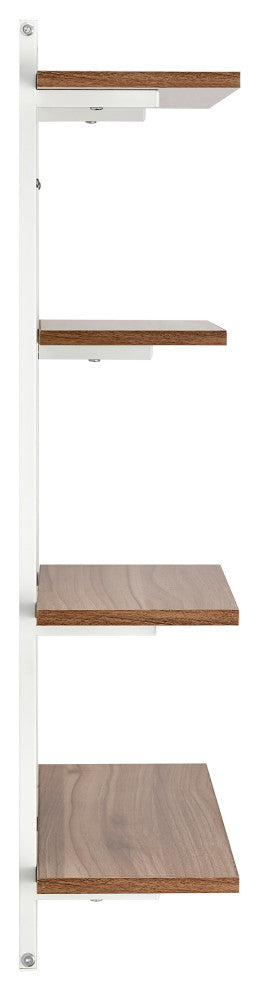 Rhodes 4 Tier Modern Floating Windowsill Shelf With, White/Light Walnut