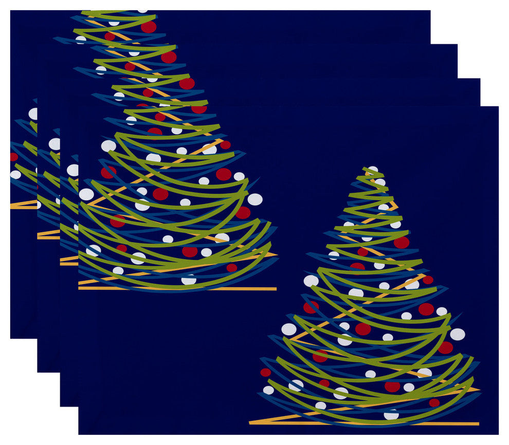 Decorative Holiday Placemat, Set of 4 Geometric, Royal Blue