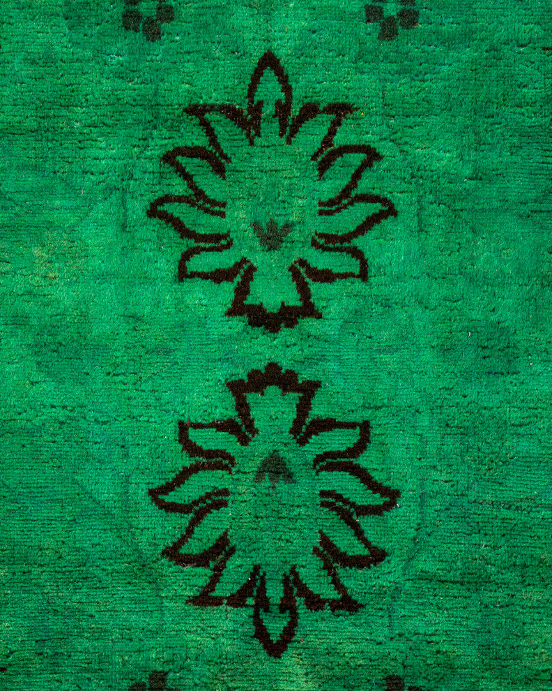 Fine Vibrance, One-of-a-Kind Hand-Knotted Runner Rug Green, 2' 7" x 12' 3"
