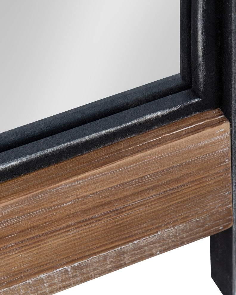 Kincaid Wood and Metal Full Length Leaner Mirror, Rustic Brown/Black 19.25x63
