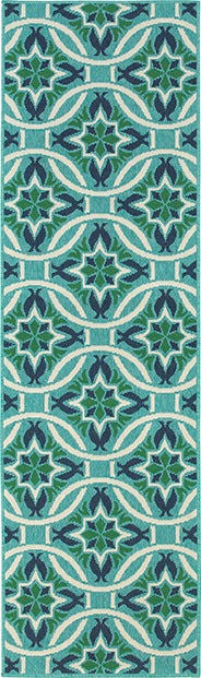 Oriental Weavers Sphinx Meridian 5868L  Outdoor Rug, Blue/Green, 6'7"x9'6"