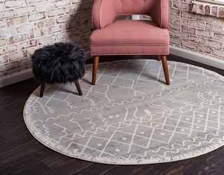 Unique Loom Gray Tribal Morocco Rug, 3'3" Round
