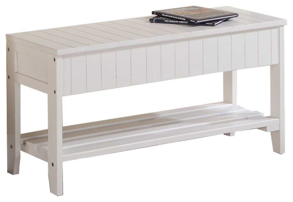 Gewnee Quality Solid Wood Shoe Bench with Storage, White