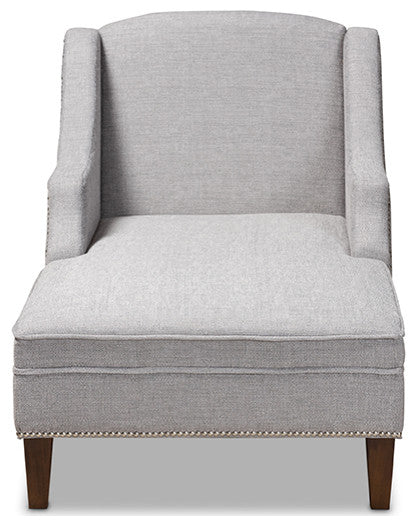 Leonie Gray Fabric Upholstered Wenge Browned Chaise Lounge