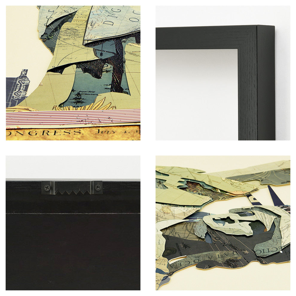 Lady Liberty Dimensional Handmade Collage Wall Art Framed Under Glass