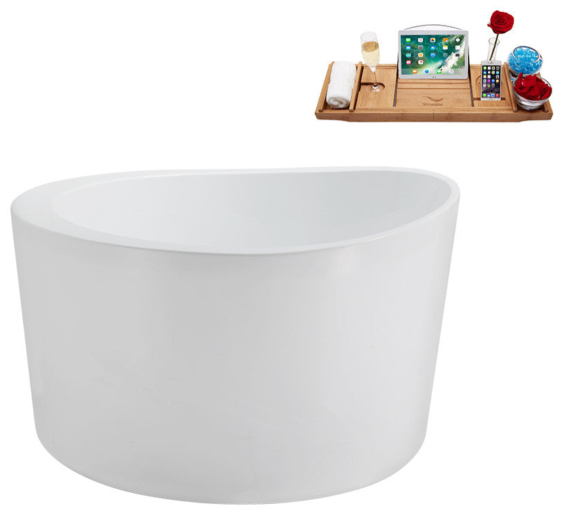 43" Streamline N3780BGL Soaking Freestanding Tub and Tray With Internal Drain