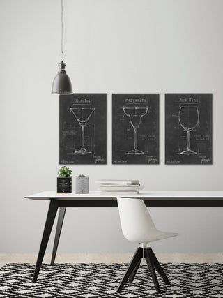 Barware Blueprint XI Triptych, 48"x24"