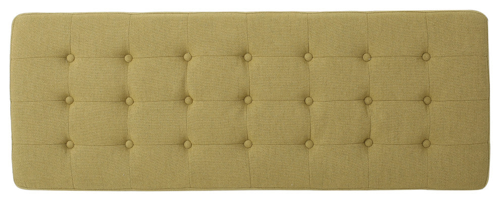 GDF Studio Mid-Century Modern Fabric Upholstered Bench, Olive Green