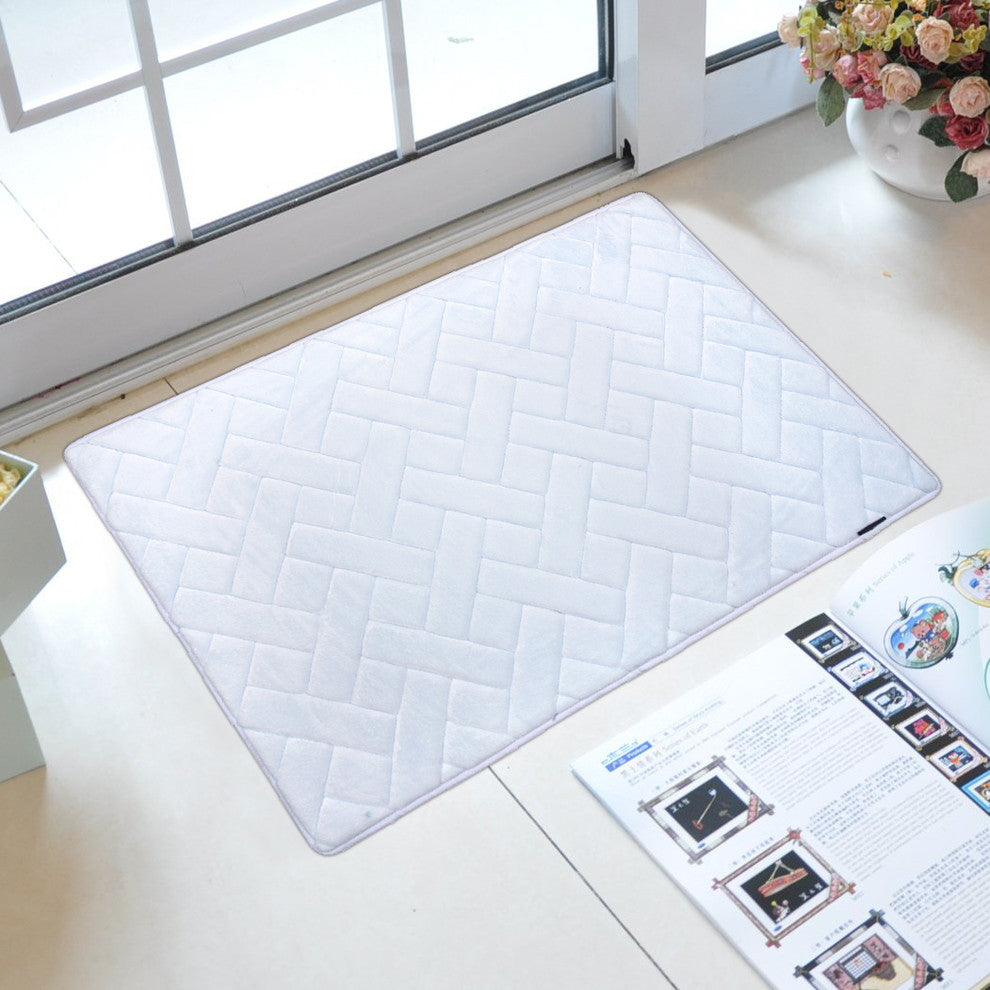 Fabbrica Home Memory Foam Accent Rug, Herringbone, Sky Blue