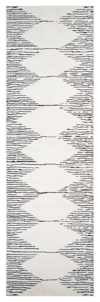 Monotone Moroccan White Power-Loom Area Rug 5' x 7'6"