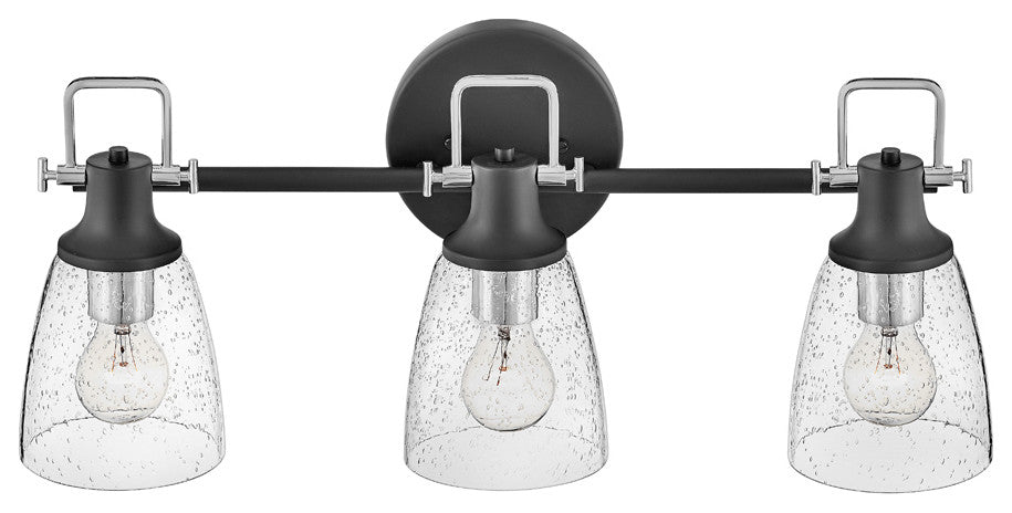 Hinkley Easton 24" Three Light Bath Vanity Fixture, Black + Chrome