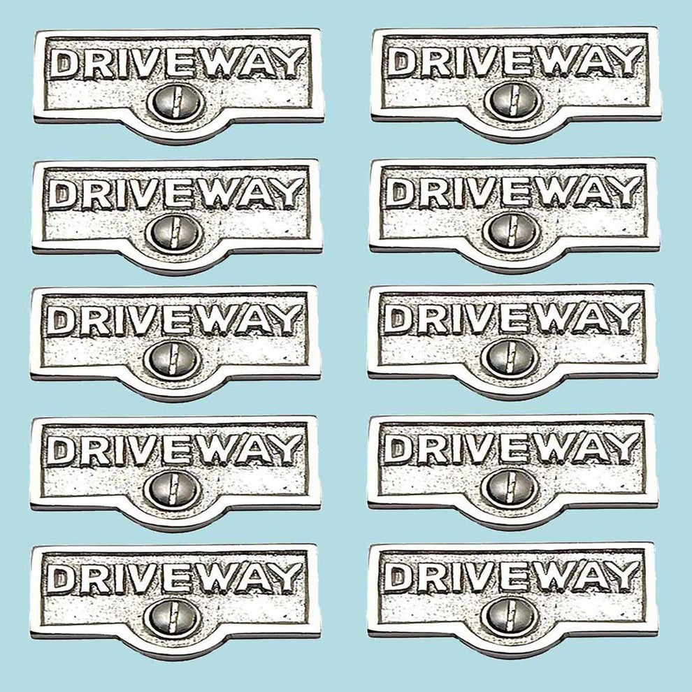 10 Switch Plate Tags DRIVEWAY Name Signs Labels Chrome Brass |