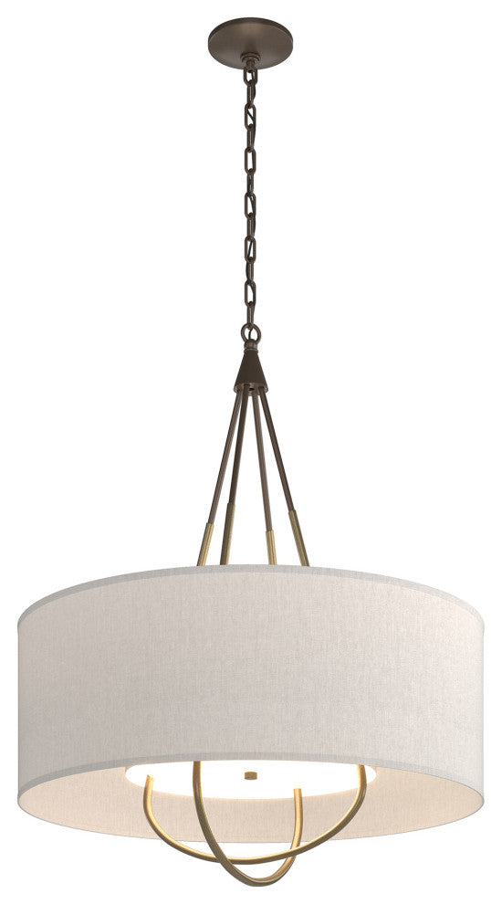 Loop Pendant, Bronze Finish, Soft Gold Accents, Flax Shade