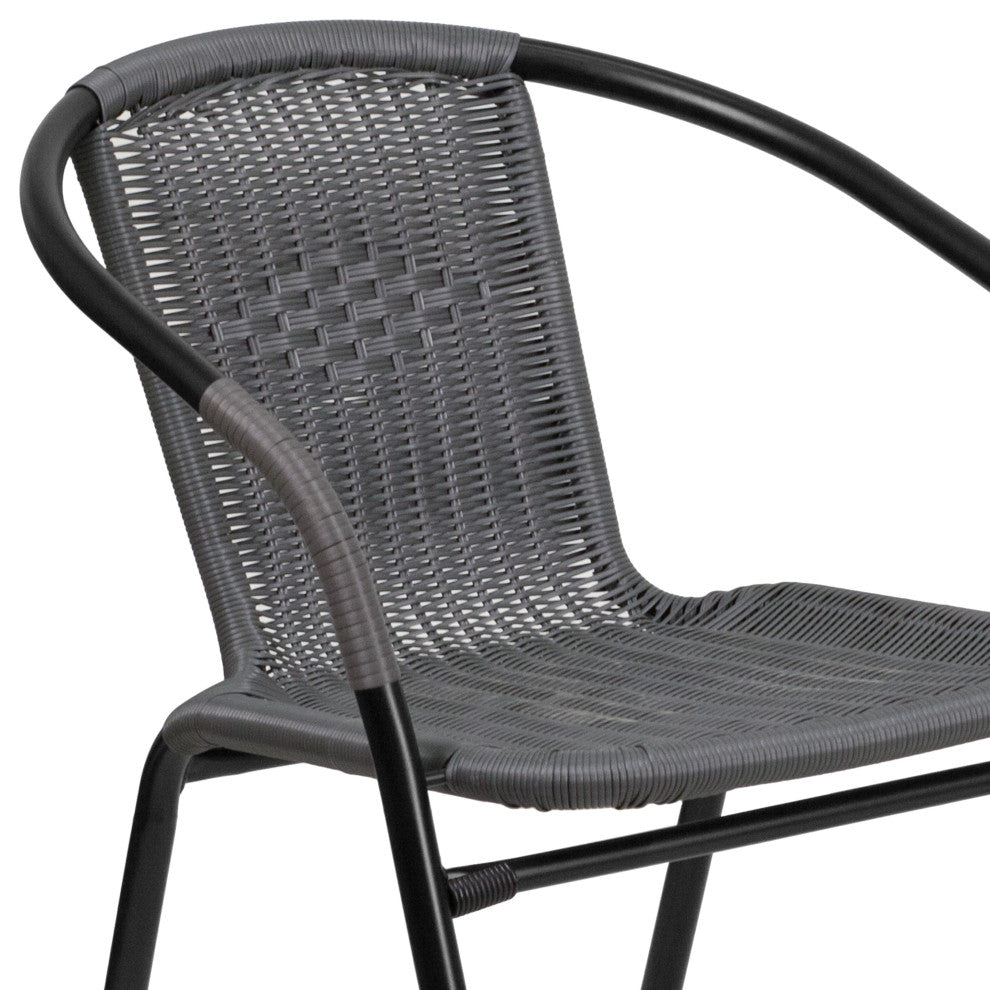 2 Pack Rattan Indoor-Outdoor Stack Chair, Gray