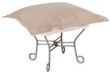 Scroll Puff Ottoman With Cover, Titanium Frame, Bella Sand