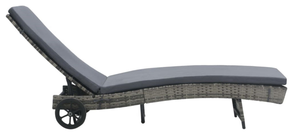 Vidaxl Sun Lounger With Wheels and Cushion Poly Rattan Anthracite