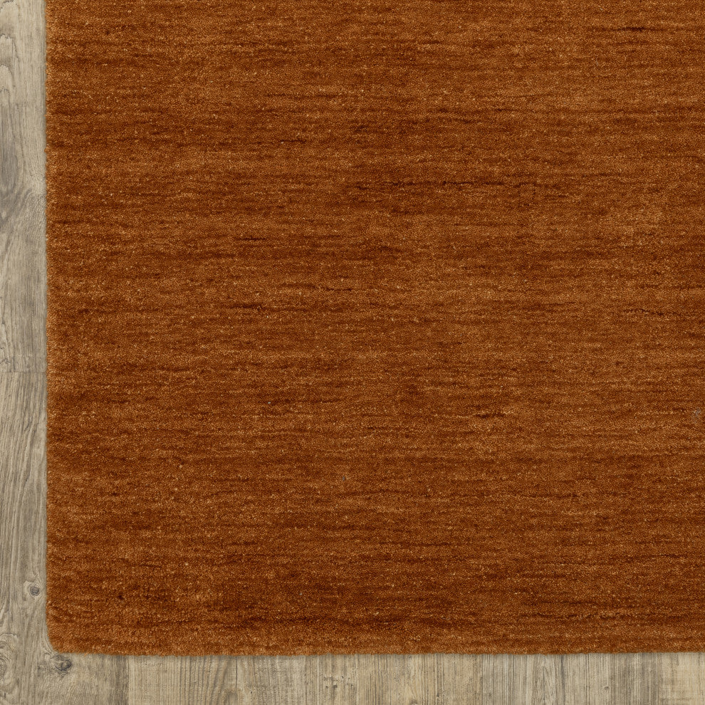 Apollo Heathered Solid Rust Hand-Made Wool Area Rug Runner 2'6" x 8'
