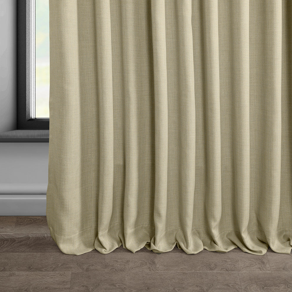 Faux Linen Extra Wide Curtain Panel, Thatched Tan, 100x96