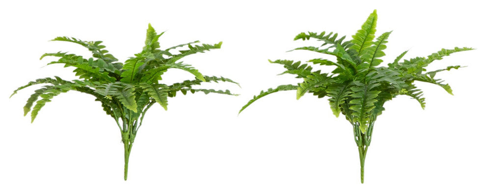 19" UV Resistant Artificial Boston Fern, Indoor/Outdoor Set of 2