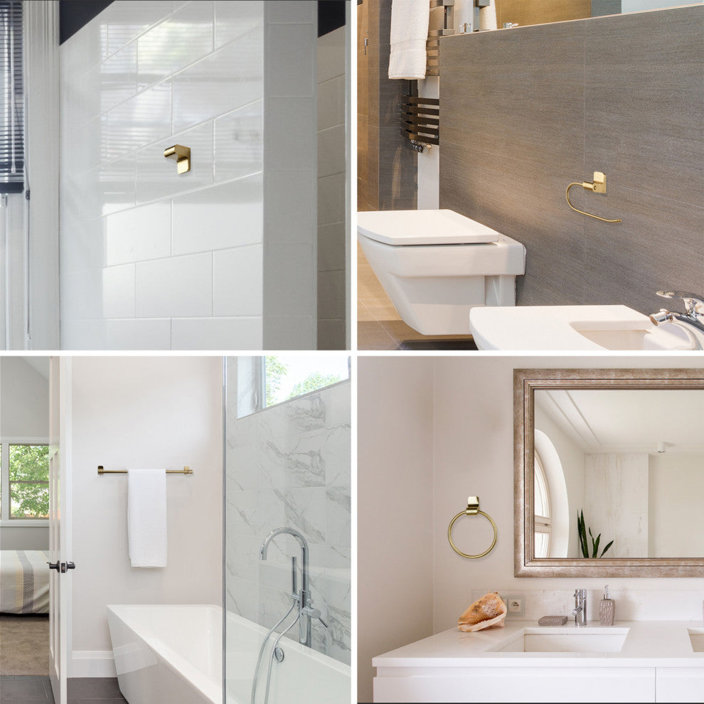 Positano 4-Piece Matte Brass Bathroom Hardware Accessory Kit