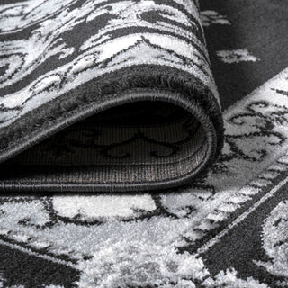 Acanthus French Border, Black/Gray, 4'x6'