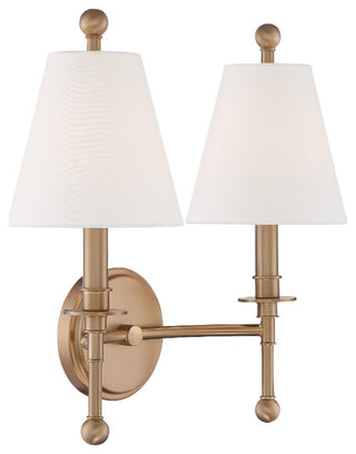 Riverdale 2 Light Wall Mount in Aged Brass