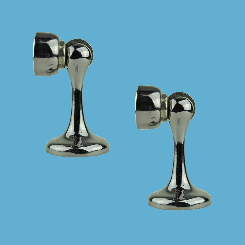 Magnetic Door Stop Safety Catch Black Nickel Zinc Alloy Pack of 2